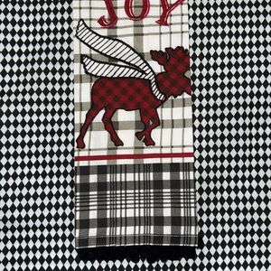 Mackenzie Childs Moose JOY Tassel Hand Towel